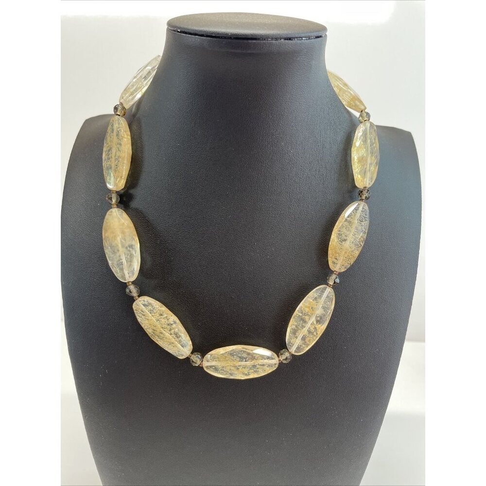 J Jill Semi Precious Collarβ Chunky Necklace Faceted Clear Yellowish Tints A215